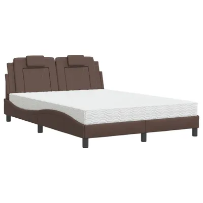Image de Maison Exclusive - Lit « Viana » avec matelas marron 140 x 190 cm en similicuir