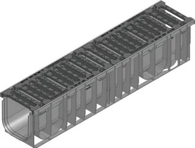 Produktbild von Hauraton Recyfix NC Entwässerungsrinne Rinnenunterteil Typ 01 mit Gussrost SW 154/18 mm aus PP 1000 mm x 212 mm x 210 mm