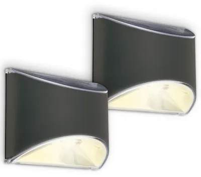 Immagine prodotto di 2 luci da parete solari a LED, colore antracite, con 4 LED