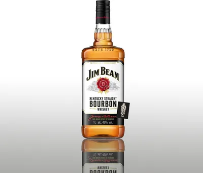 Produktbild von Jim Beam Kentucky Staight Bourbon Whiskey 1L (40% vol.)- [Enthält Sulfite]