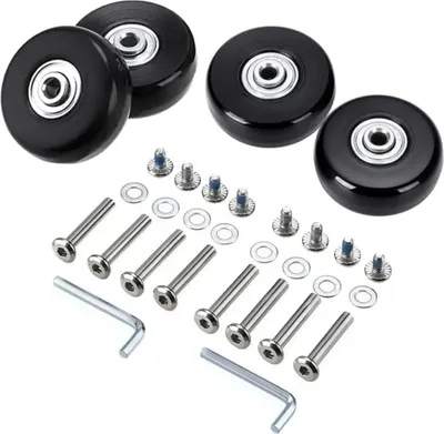 Produktbild von 4 Stück 50 x 18 mm Ersatzräder für Gepäckkoffer, Gummi-Lenkrollen, Räder, Lager, Reparatursätze, Schwarz