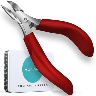 Produktbild von Zehennagelknipser für dicke & eingewachsene Nägel, Pediküre Clipper, scharfe gebogene Klinge, Rot