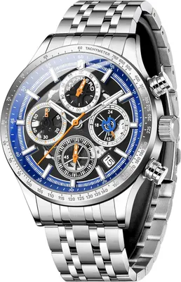 Produktbild von Herren Chronograph Armbanduhr Analog Quarz, 50M wasserdicht, mit Datum & Leuchtzeigern, Casual Business Uhr, stilvolles Geschenk für Männer