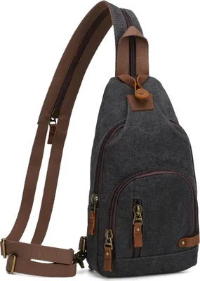 Produktbild von INF Stylische Canvas Brusttasche Crossbody Sling Rucksack Schwarz