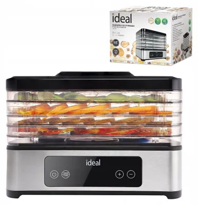 Immagine prodotto di Grande essiccatore per funghi, frutta e verdura IDEAL INOX + funzione ventilata 400 W + timer