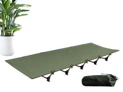 Image de Lit de camping pliable avec un matelas épais, idéal pour une utilisation en extérieur et à la maison