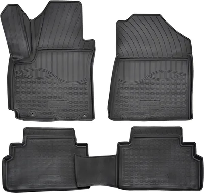 Image de Tapis De Sol En Caoutchouc TPE Pour Kia Soul SK Depuis 2019 4pcs, Système de Fixation Bord Haut Noir Antidérapant Toutes Saisons