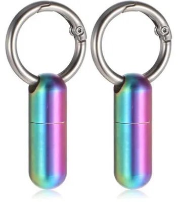 Produktbild von Mini Metall Pillendose mit Schlüsselanhänger, wasserdicht, tragbar, 2er Set, 5.3 x 2.6 x 1.2 cm