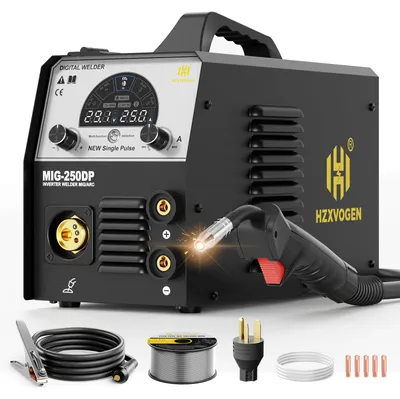 Produktbild von MIG-Schweißgerät MIG250DP - 5-in-1: Gasbetriebenes MIG-Schweißen, MIG-Schweißen ohne Gas, MMA-Schweißen (Elektrode), Lift-TIG - 250 Watt Leistung