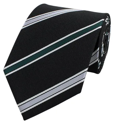 Produktbild von Fabio Farini - 1 Stück gestreifte Herren Krawatte - Tie mit Streifen in 6cm oder 8cm Breite Breit (8cm), Schwarz/Silber/Grün/Weiß