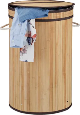 Obrázek produktu pro Relaxdays 4052025944100, 65 l, Kulatý, Bamboo, Bavlna, Polyester, Světle hnědá, Bílá, Hnědá, Bamboo