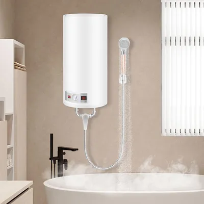 Zdjęcie produktu dla Pionowy elektryczny bojler o pojemności 50 litrów z wyświetlaczem cyfrowym - Szybkie dostarczanie ciepłej wody dla domu