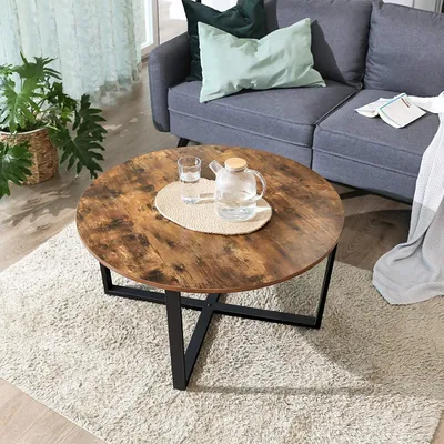 Obrázek produktu pro Konferenční stolek hnědý 88,0 x 88,0 x 47,0 cm, konferenční stolek, rozkládací stolek, odkládací stolek, stolek do obývacího pokoje