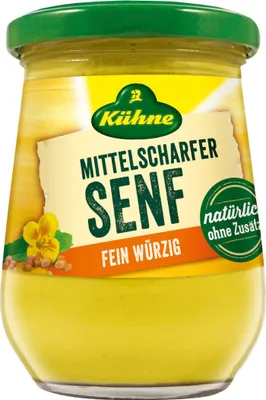Zdjęcie produktu dla Musztarda Kühne extra creamy medium hot fine spicy w słoiczku 250ml