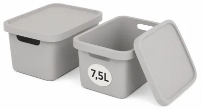 Produktbild von Plastard Aufbewahrungsbox mit Deckel 2er-Set 7,5 Liter in Grau