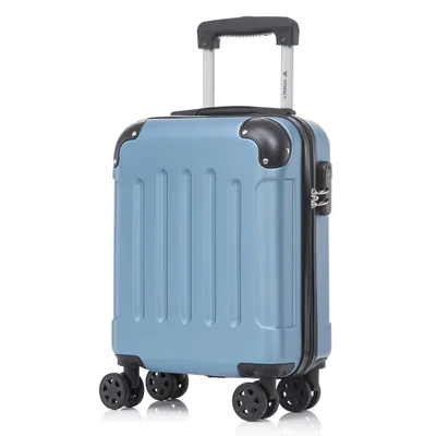 Produktbild von Koffer Trolley Reisekoffer Suitcase, Rollkoffer Handgepäck ,mit 4 Rollen360°, Hartschalenreisekoffer, Zahlenschloss, Weicher Gummigriff(S,Grau Blau)