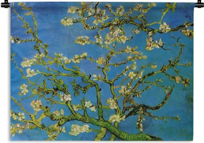 Produktbild von MuchoWow® Wandteppich Wandbehang Mandelblüte - Vincent van Gogh 90x67.5 cm Tapisserie Dekoration Wandtuch - Fototeppich - Wand-Skulpturen
