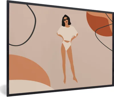 Produktbild von MuchoWow® Gerahmtes Poster Sommer - Frauen - Minimalismus 90x60 cm - Poster mit Schwarzem Bilderrahmen Wandposter Rahmen Foto Bilder - Fotorahmen - Foto-Plakat