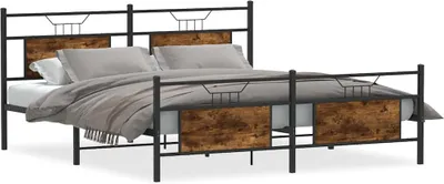 Obrázek produktu pro vidaXL Kovová postel bez matrace, kouřový dub 183x213 cm