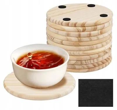 Zdjęcie produktu dla Podstawki drewniane pod doniczki okrągłe 10 cm zestaw 12 szt