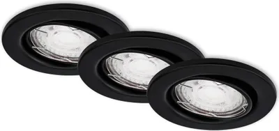 Immagine prodotto di Lampade da incasso a LED orientabili, set da 3, GU10, 5 W, metallo nero opaco Briloner