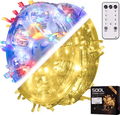 Obrázek produktu pro Aga LED Světelný řetěz na kole 50 m 500 LED s dálkovým ovládáním Vícebarevný + Teplá bílá