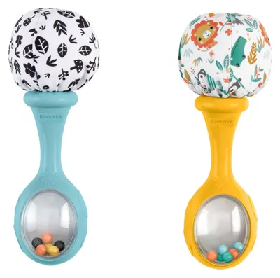 Produktbild von Fisher-Price Babys Rumba-Rasseln Spielzeug, 2er-Set für Babys ab 3 Monaten, kontrastreiches Design, Junge/Mädchen, 3 Monat( e), Mit Ton, Mehrfarbig