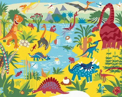 Produktbild von Zuty - Malen nach Zahlen - LUSTIGE DINOSAURIER, 40x50 cm, ohne Keilrahmen