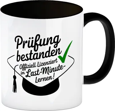 Produktbild von Abschlussmütze - Prüfung bestanden Kaffeebecher in schwarz