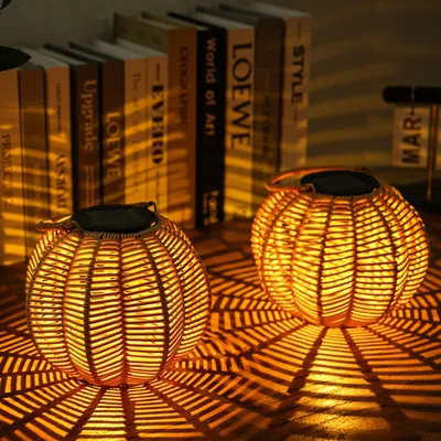 Productafbeelding van Zonneverlichting voor buiten, tuin, pompoenstijl, hangende zonnelantaarns