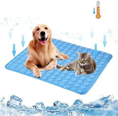 Produktbild von Kühlmat für Hunde - Selbstkühlende Pflanzenmatte - 70 x 55 cm - Waschbar - Weich - Tierkühlmat