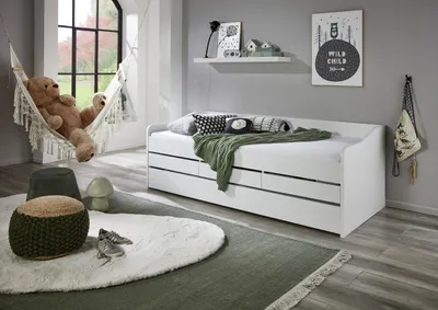 Produktbild von RELITA Funktionsbett Jill 90x200 inkl. Rolllattenrost, 3 Schubladen u. Bettschublade Spanplatte weiß