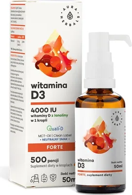 Zdjęcie produktu dla Aura Herbals witamina d3 4000 iu w oleju mct 50 ml BI6283