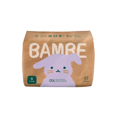 Produktbild von Bambe | Öko-Windeln | Größe S | bis 6 kg | ca. 6 - 12 Wochen | Packung mit 40 Stück