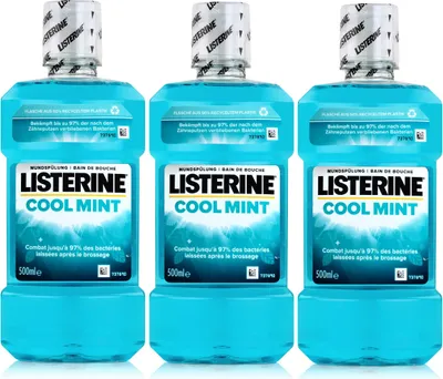 Produktbild von Listerine Mundspülung Cool Mint 500ml - Intensiver Minzgeschmack (3er Pack)