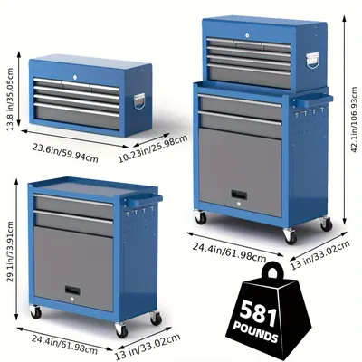 Produktbild von Werkzeugkasten aus Metall, 8 Schubladen – Werkzeugschrank – Werkstattregal – Werkzeugkiste – Werkzeugaufbewahrungsschrank