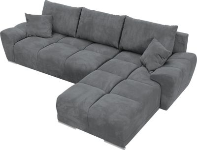 BroMARKT Ecksofa NUBES Schlaffunktion Bettkasten L-Form 298x184x85cm Grau