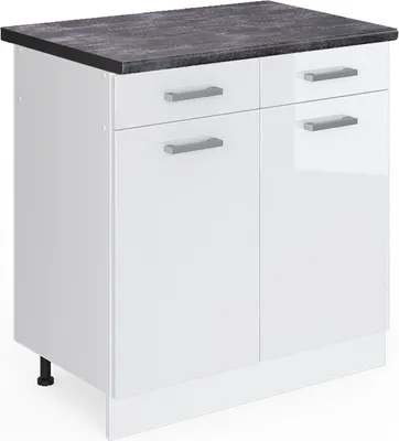 Obrázek produktu pro Spodní skříňka kuchyňské linky Vicco R-Line Bílá vysoký lesk 80 cm , PD Antracit, Model 46757