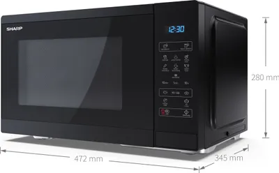 Produktbild von SHARP Yc-Ms252Ae-B Mikrowelle, 11 Leistungsstufen, 25 Liter, volldigitale Steuerung, schwarz