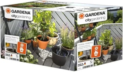 Produktbild von Automatisches Bewässerungs-Set, GARDENA, Für bis zu 36 Pflanzen, Programmierbar, Inklusive Wasserbehälter