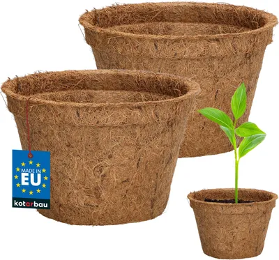 Produktbild von KOTARBAU® 2er Set Blumentopf Pflanztopf aus Kokosfaser 18 x 11,5 cm