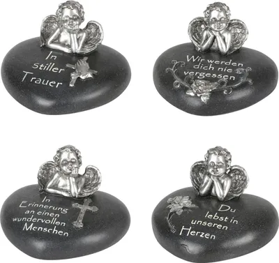 Produktbild von Spruchstein Herz 12x10cm Steinoptik Grabschmuck Grabdeko Gedenkstein Dekoherz