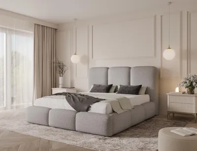 Produktbild von Emlar Polsterbett Zoe 200x200 cm - Bett mit Bettkasten & Lattenrost - Bouclé-Stoff - Doppelbett mit Stauraum Grau (Quelle 83)