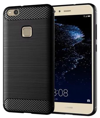 Produktbild von Techsuit Carbon Silicone Back Cover Hülle für Huawei P10 Lite - Schwarz