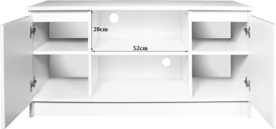 Produktbild von Fernsehschrank 120cm breit mit zwei Türen und zwei offenen Regalen, TV-Schrank, Lowboard, Wohnzimmer Schlafzimmer in weiss
