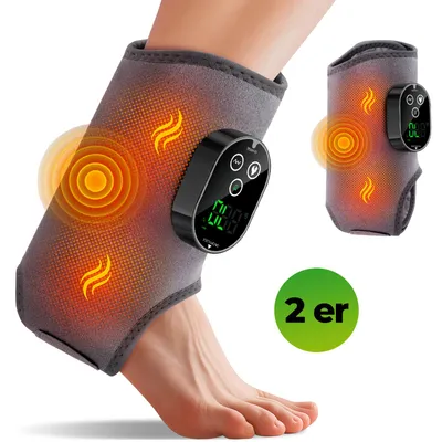 Produktbild von 2er Set 3-in-1 elektrischer Fußmassagegerät mit 3000mAh Akku, verbessert die Blutzirkulation, 3 Modi und 6 Heizstufen, für Knöchel,Sohlen und Rist