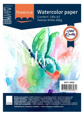 Imagen del producto de Florence | Papel para acuarela, textura, tamaño A5, 300g, blanco, 100 unidades