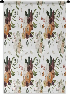 Produktbild von MuchoWow® Wandteppich Wandbehang Blumen - Farben - Muster 90x135 cm Tapisserie Dekoration Wandtuch - Baumwolle - Wandskulptur