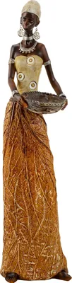 Produktbild von Moderne Skulptur Dekofigur Frau Afrikanerin gold/braun Höhe 40 cm