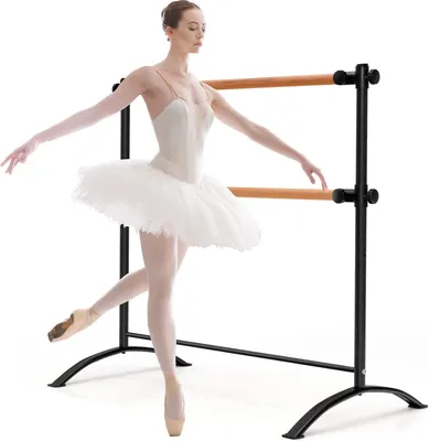 Immagine prodotto di Sbarra per danza classica autoportante COSTWAY 120cm, sbarra per danza classica a 4 livelli regolabile in altezza, sbarra per danza classica con 2 barre in legno, sbarra elastica caricabile fino a 50KG, ideale per bambini e adulti